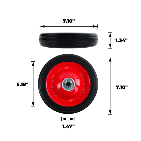 Titan Casters flat-free wheel assembly on a cart showing easy replacement