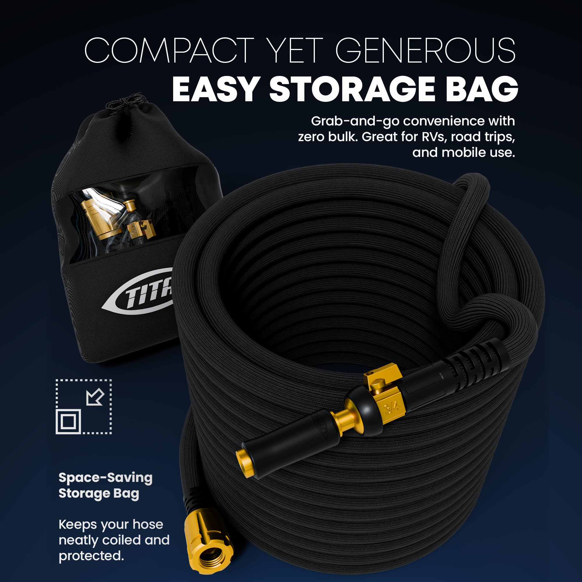 Titan dynamic diameter technology adjusts flow with pressure for smoother watering.