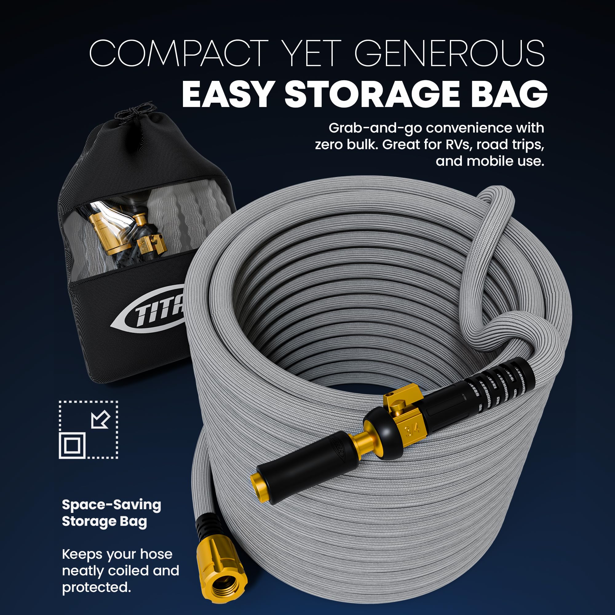 Titan smart diameter technology adjusts flow under pressure for efficiency.