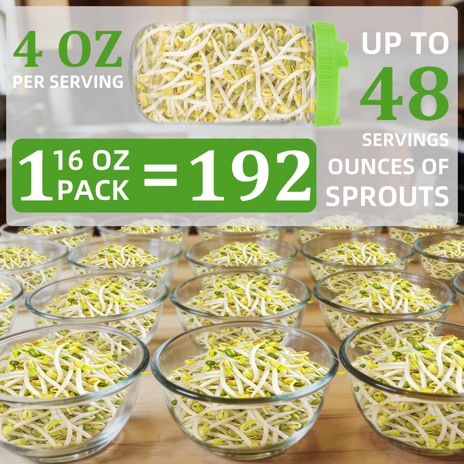 TitaniX mung bean seeds soaking in a jar for quick prep.
