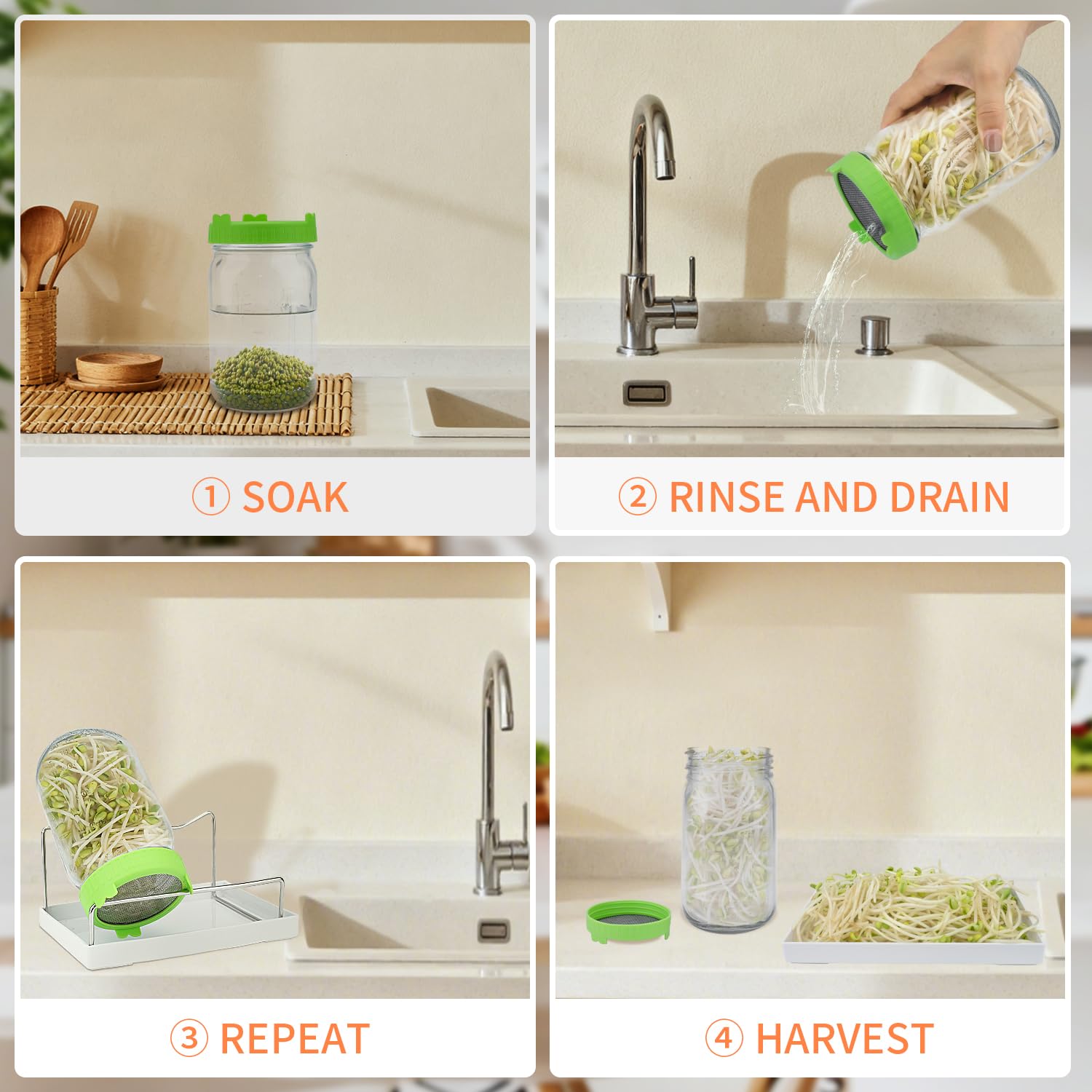 TitaniX sprout lids with mesh ensure ventilation for even growth at home