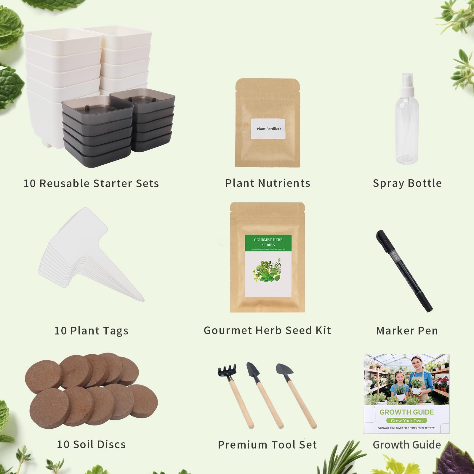 TitaniX white pots and markers for a neat herb setup