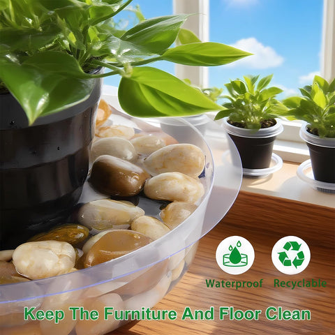 TITE 5-pack clear plant saucers side view highlighting sturdy PVC construction.