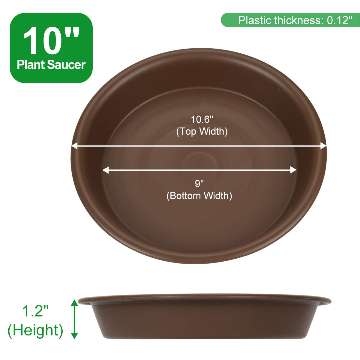 TITE 3-pack brown plant saucers for indoor and outdoor plant drainage.