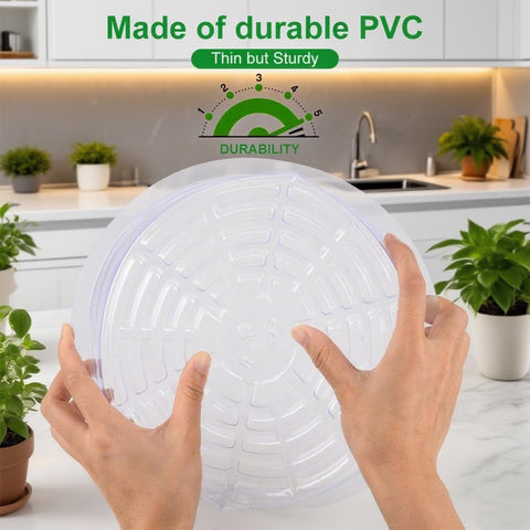 TITE plant saucer transparent dish inside pot helps monitor moisture levels.