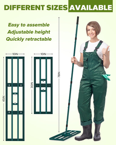 TITECK 78-inch adjustable steel handle enables ergonomic comfort during long leveling tasks