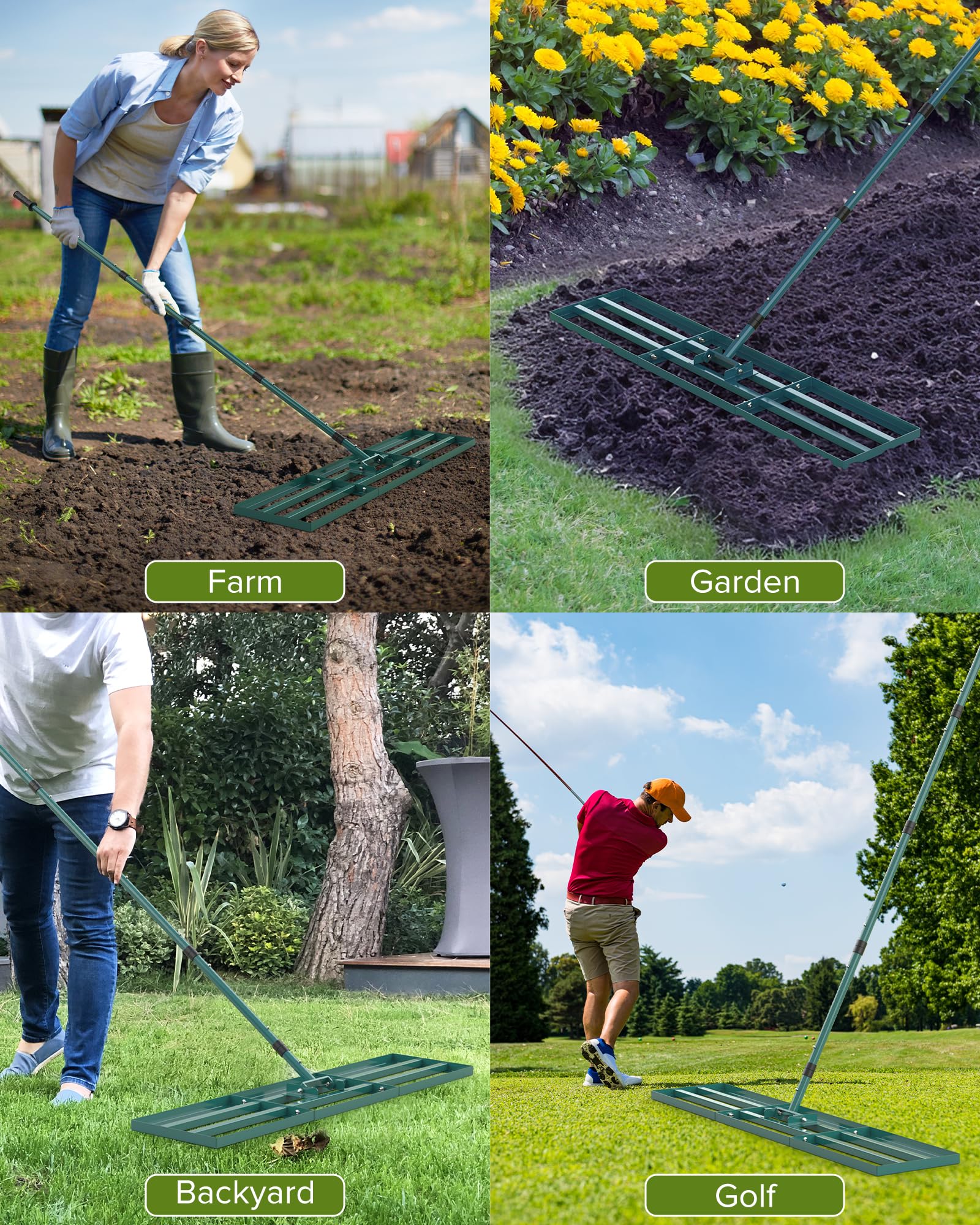 TITECK heavy-duty garden rake, durable steel frame handles tough outdoor tasks