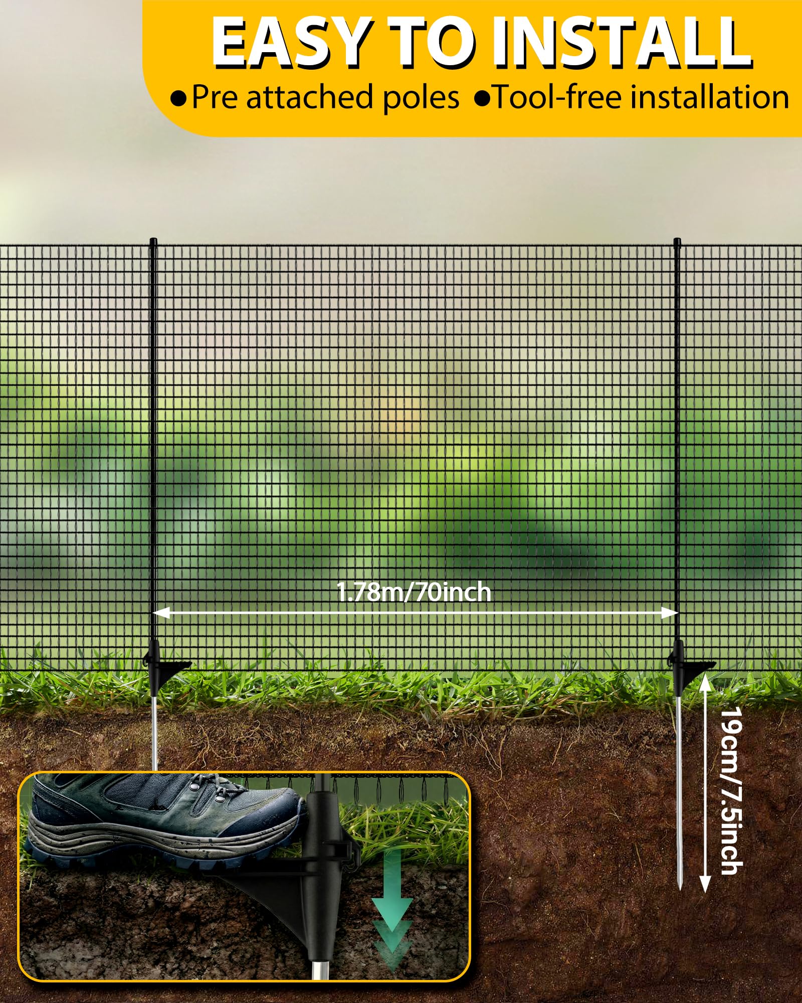 TITECK portable yard fence rolls up for compact seasonal storage.