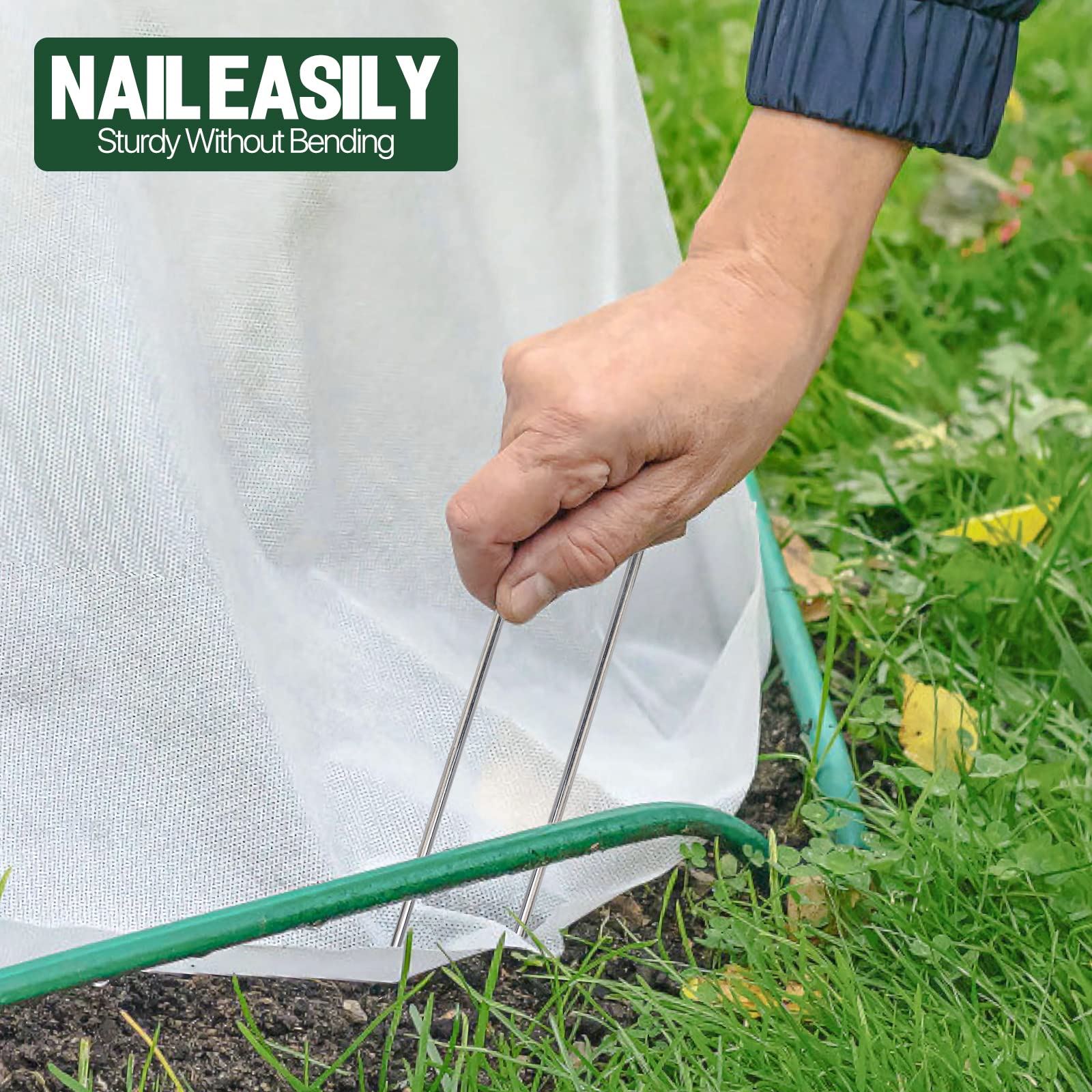 TiTifield anti-rust landscape pins penetrate soil easily for quick installation.