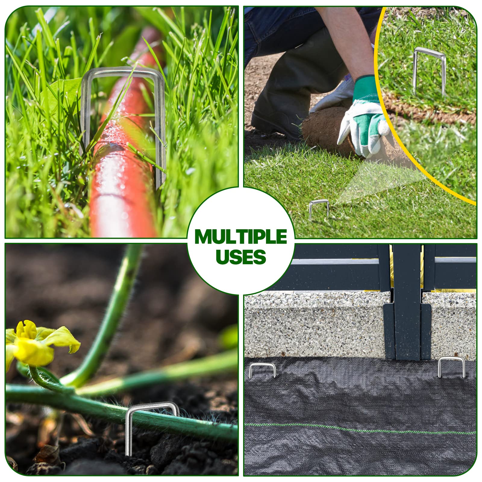 TiTifield staple penetrating sod and weed barrier material