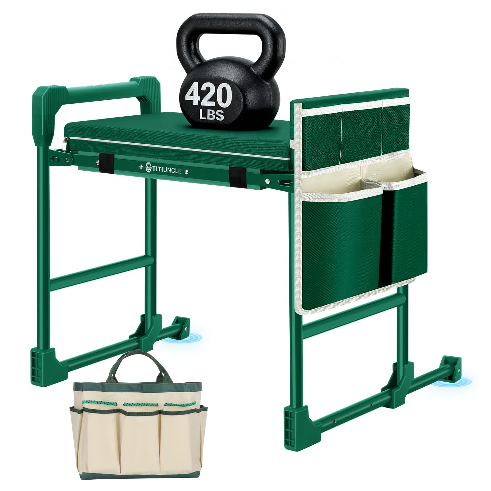TITIUNCLE Garden Kneeler folded for compact storage and simple transport.