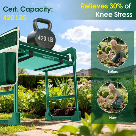 TITIUNCLE Garden Kneeler removable kneeling pad for easy cleaning and maintenance.