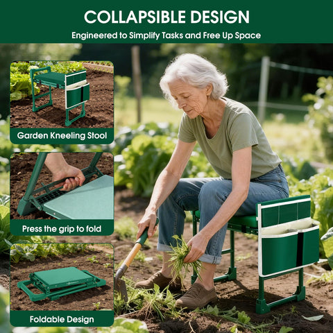 TITIUNCLE Garden Kneeler soft padded seat for extended garden sessions.