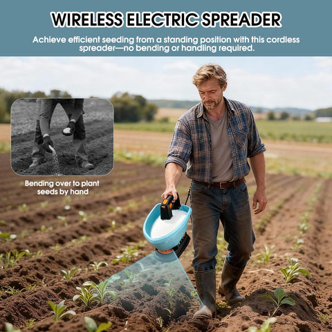TITIUNCLE multi-use tool spreads seed, fertilizer, and salt.