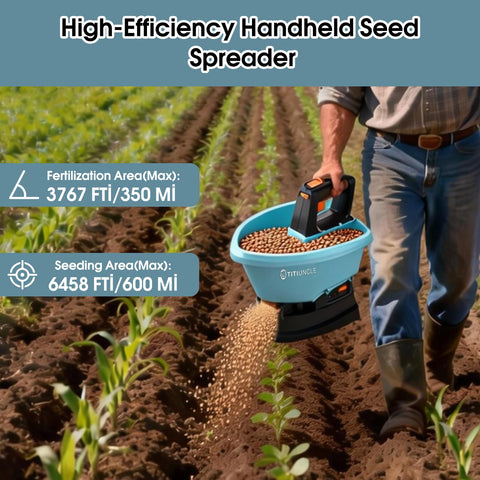 TITIUNCLE seed spreader offers 7 settings for precise control.