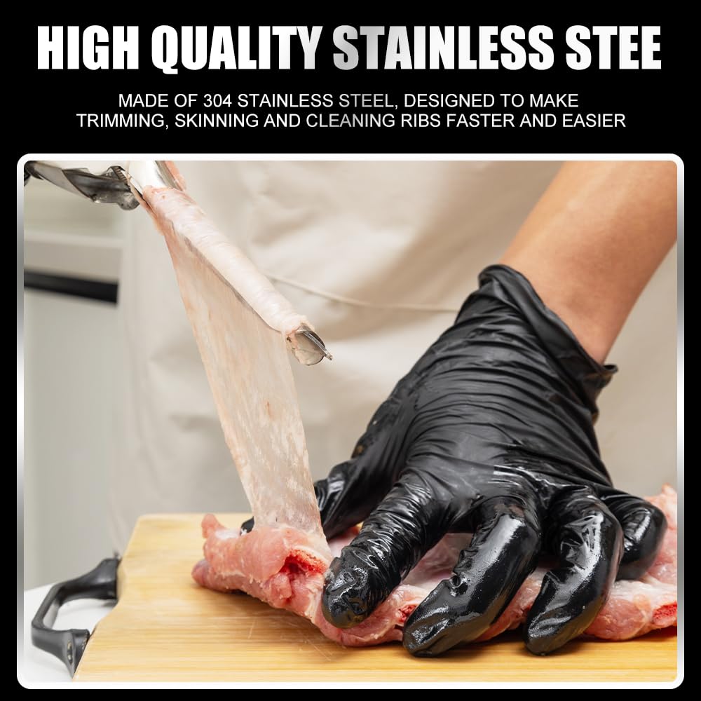 TitTees multi-use rib tool trims fat and peels poultry skin