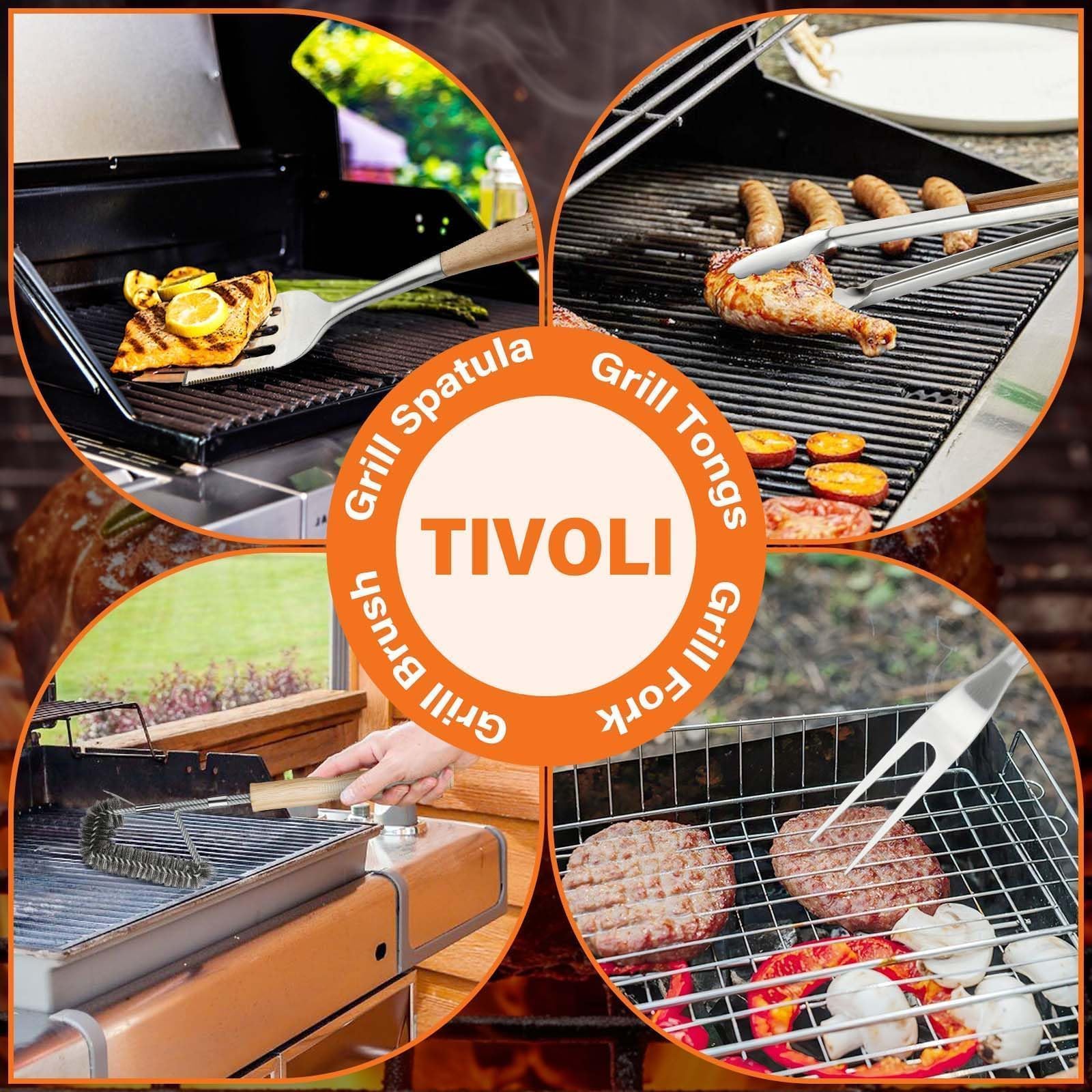 TIVOLI 4-piece set shown with hanging holes for storage