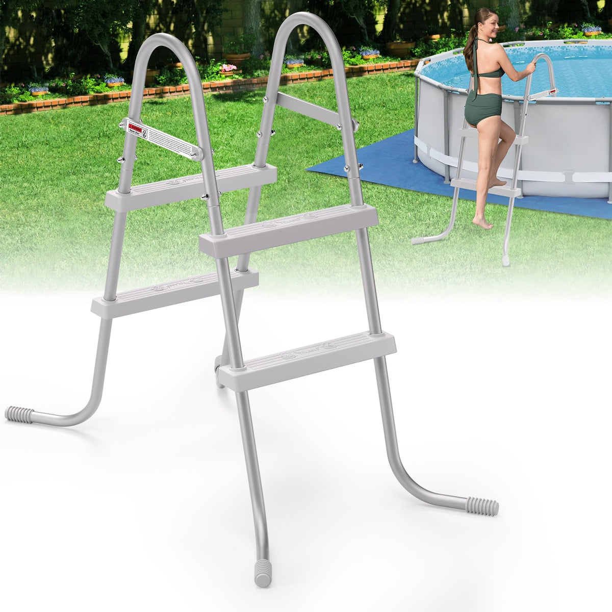 TIXANF 33-inch two-step pool ladder for easy entry and exit.