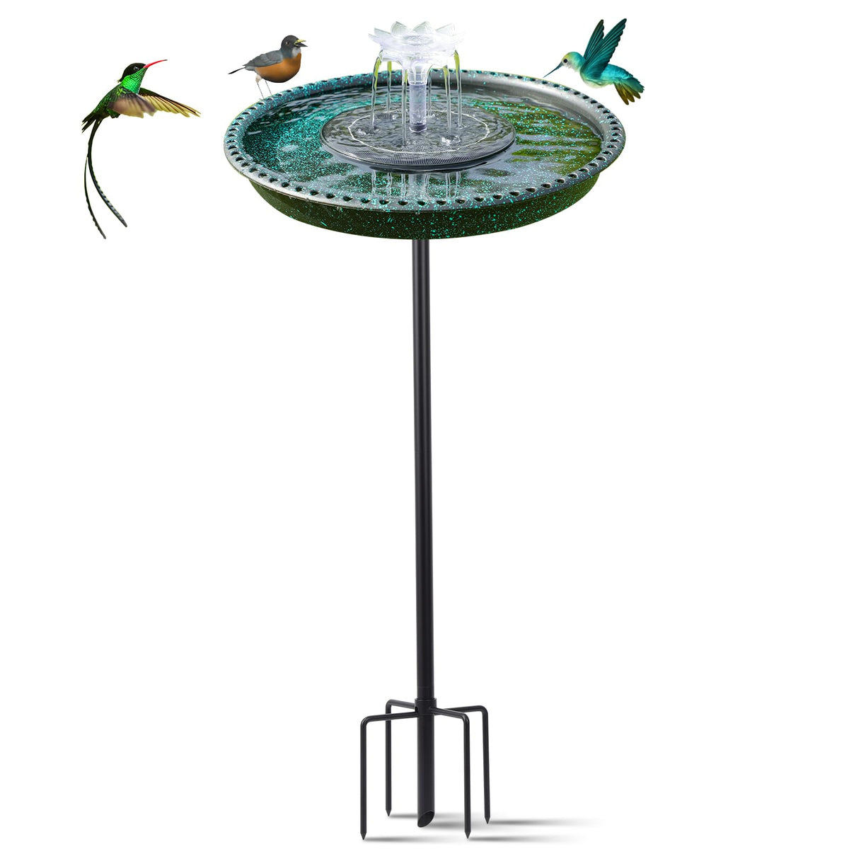 tiyiawi bird bath solar fountain nozzle creates gentle lotus spray attracting hummingbirds