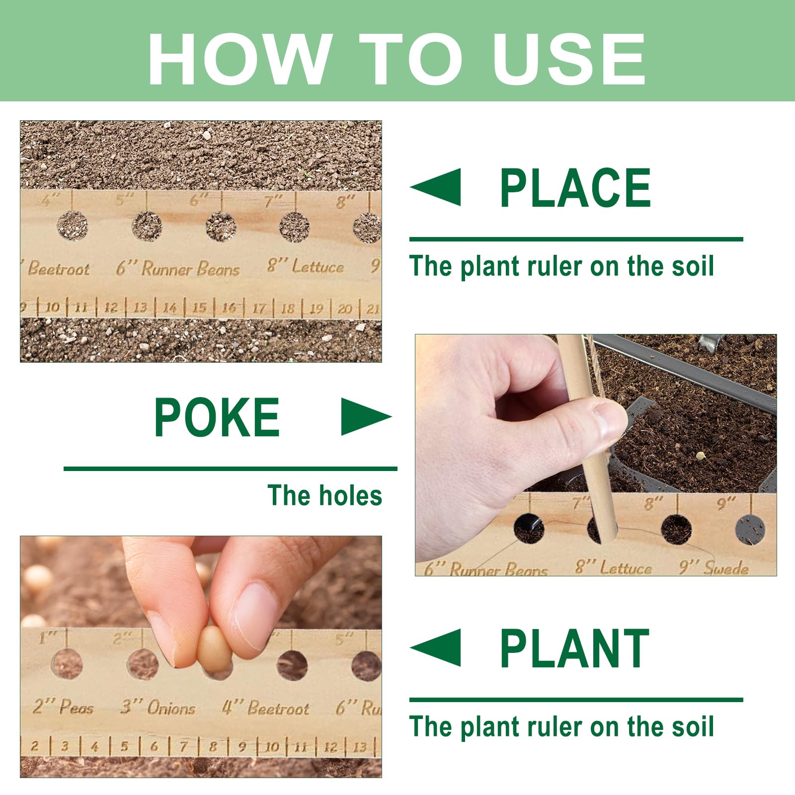 Tizee dibble included for consistent seed holes and rows