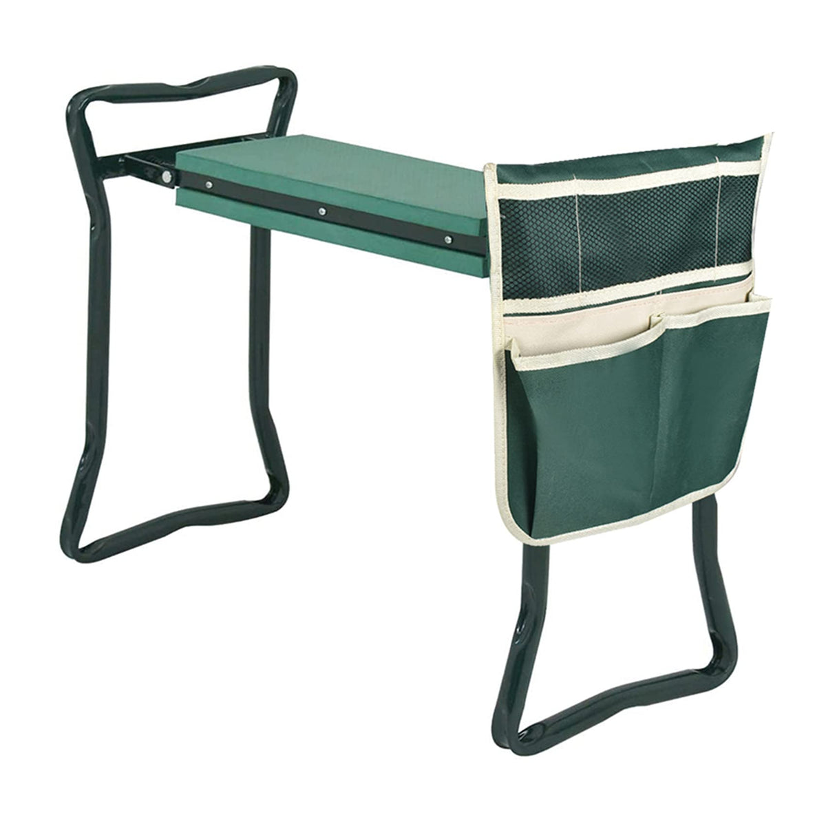 TJHSM multifunctional garden kneeler-seat folded with handles for easy storage.