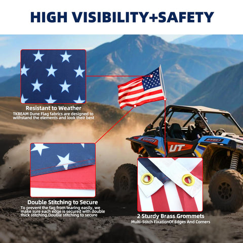 TKBEAM durable whip flag withstands rugged trail use.