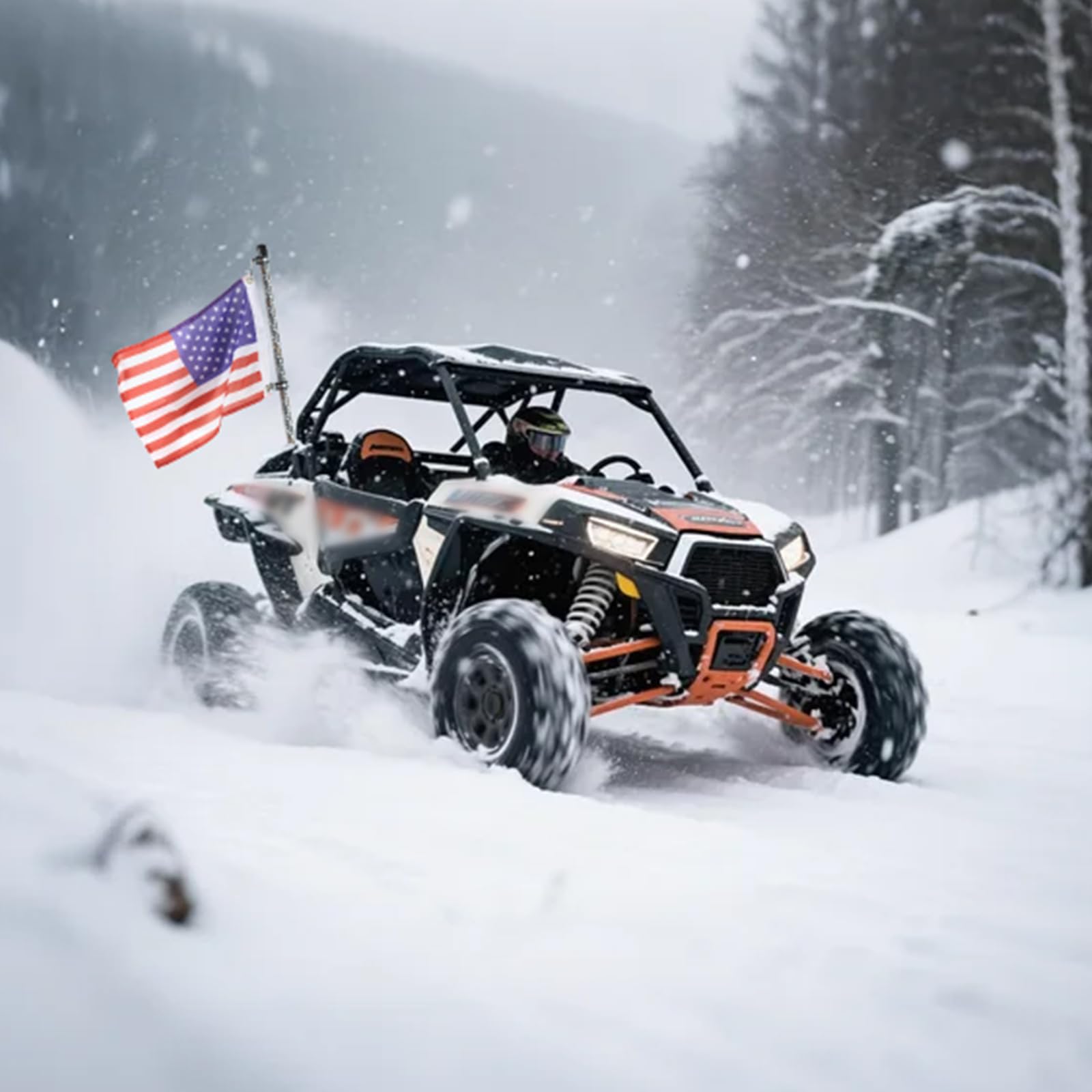 TKBEAM Polaris-compatible flag boosts visibility on compatible trucks.