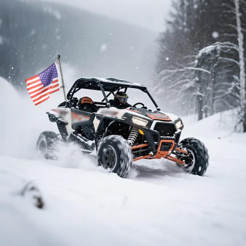 TKBEAM Polaris-compatible flag boosts visibility on compatible trucks.
