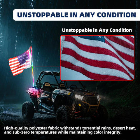 TKBEAM weather-resistant flag endures sun and rain.