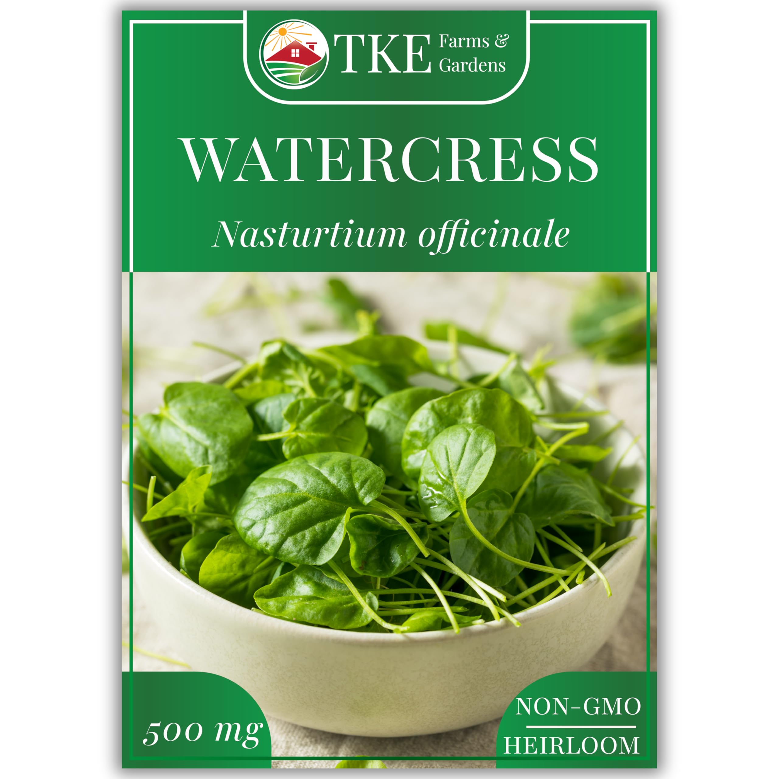 TKE Farms Watercress seeds pack for homegrown, nutrient-rich greens.