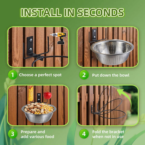 TKMSV Squirrel Feeder in a cozy backyard setup with durable metal design.