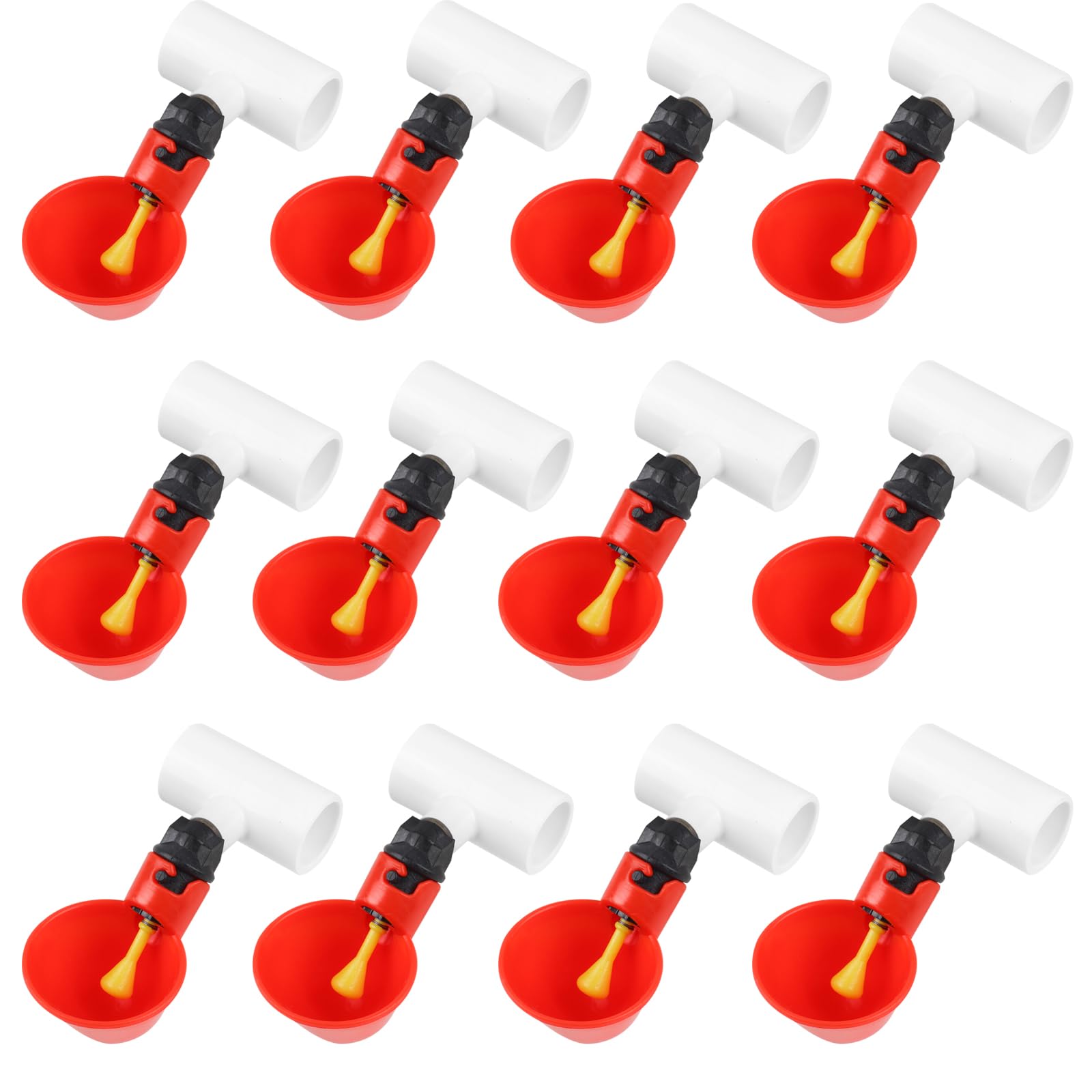 Tkocisa automatic chicken waterer cups showcasing 12-pack kit for steady flock hydration