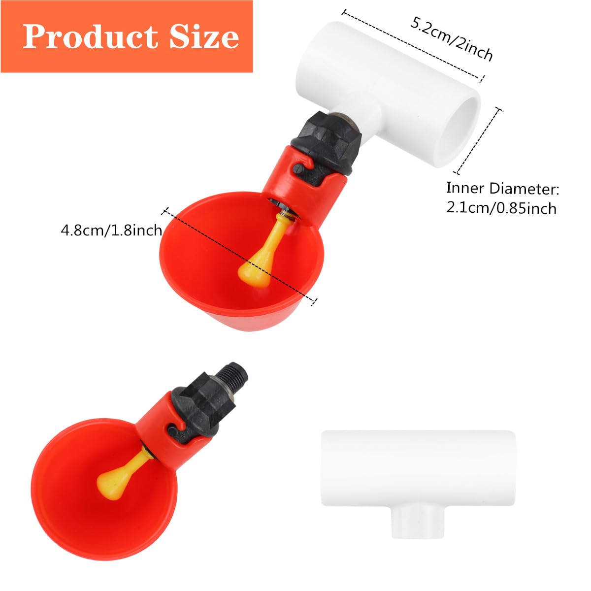 Tkocisa chicken waterer cups with yellow trigger close-up for hands-free water release