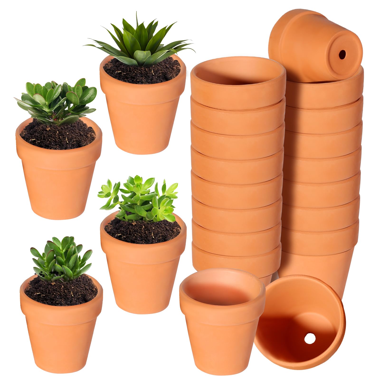 TKSCUSR 22Pcs terracotta pots, 3 inch, ideal for small balcony plants.