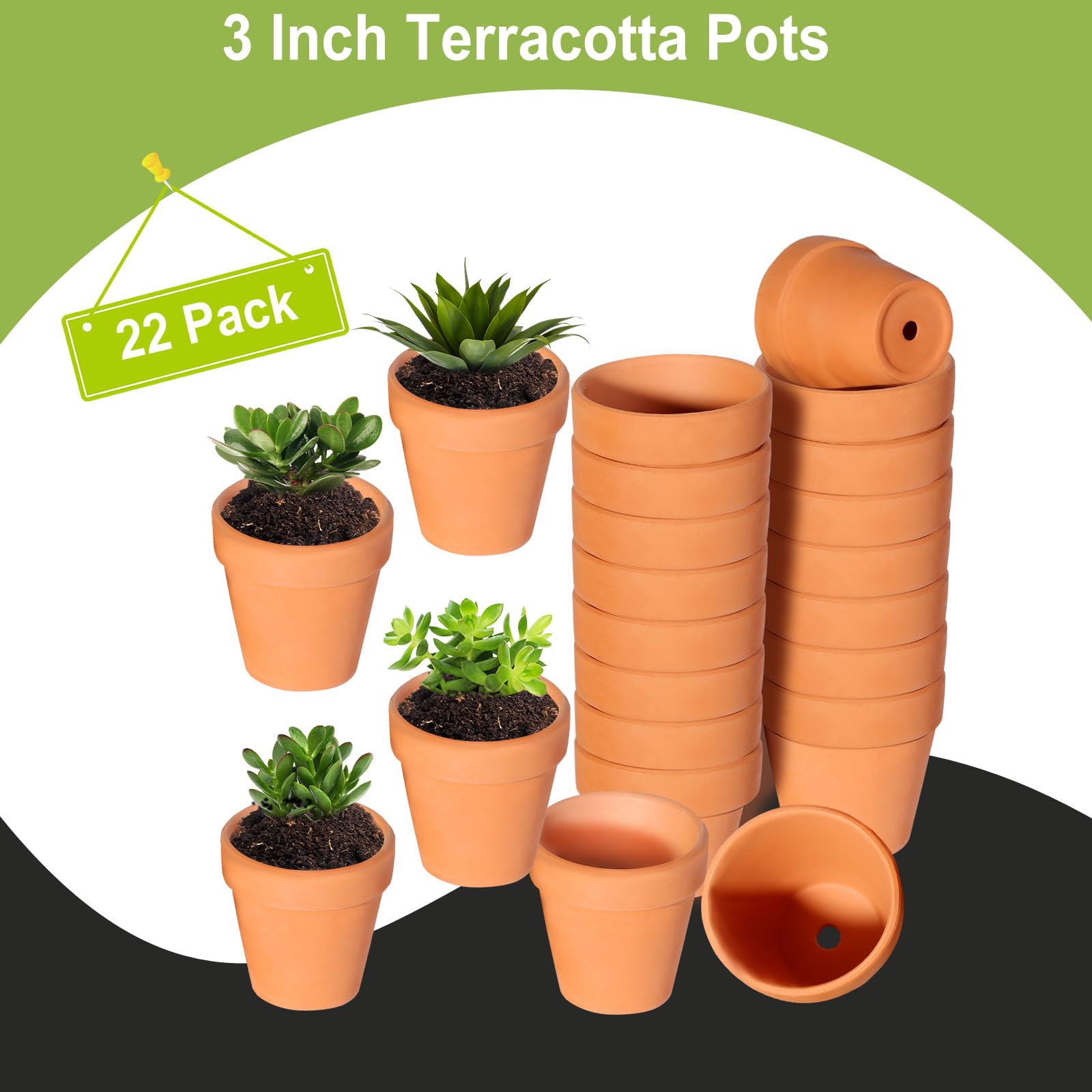 TKSCUSR terracotta pots with drainage holes for healthy root airflow.