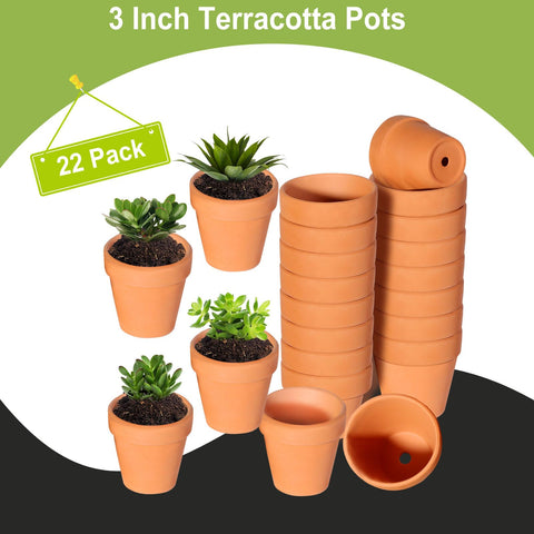 TKSCUSR terracotta pots with drainage holes for healthy root airflow.