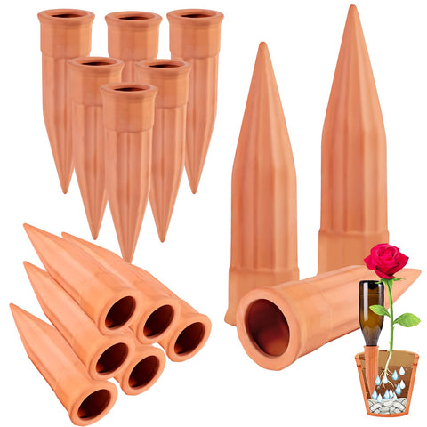 TKSCUSR terracotta watering spikes in a 15-pack for indoor and outdoor pots