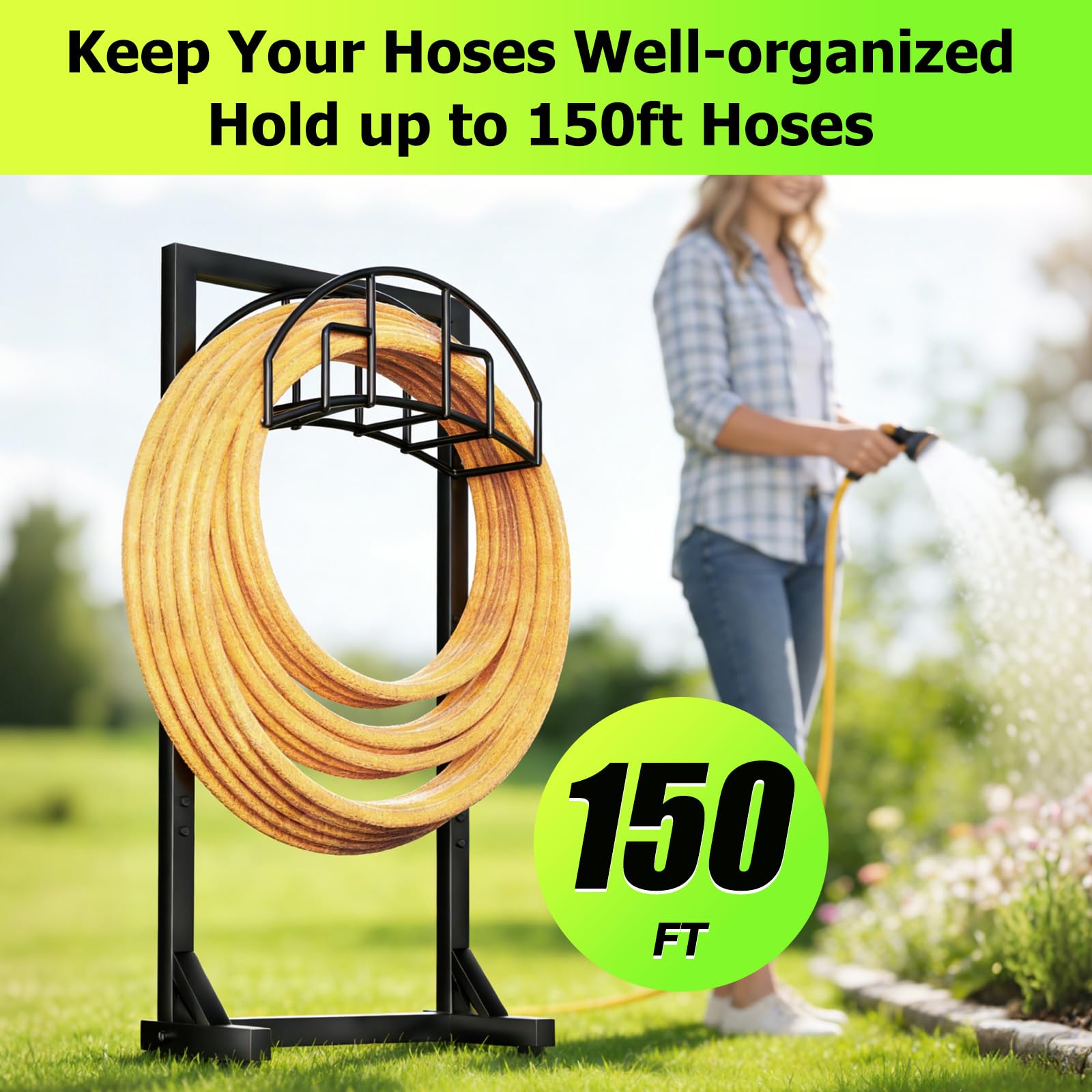TKYHRMAS all-weather metal hose holder resists rust for year-round use.