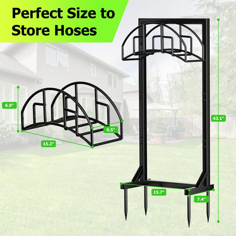 TKYHRMAS outdoor hose holder shown as freestanding without drilling.