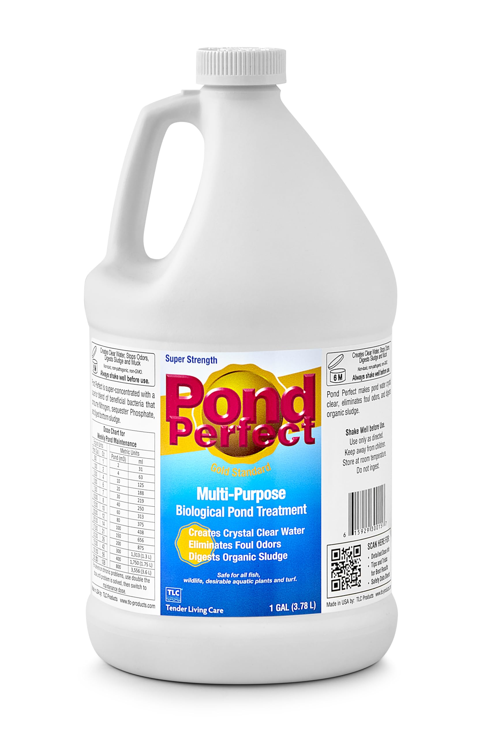 TLC PondPerfect bottle pour demonstrates easy liquid dosing for clearer pond water.