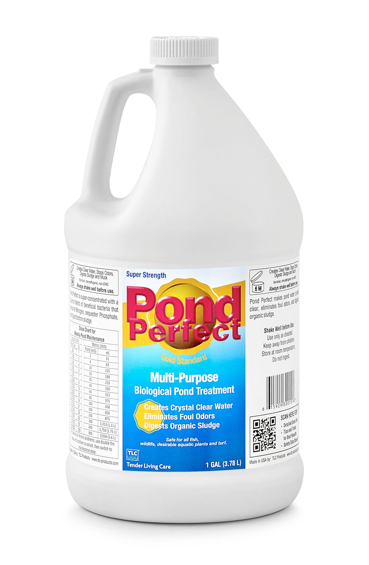 TLC PondPerfect bottle pour demonstrates easy liquid dosing for clearer pond water.
