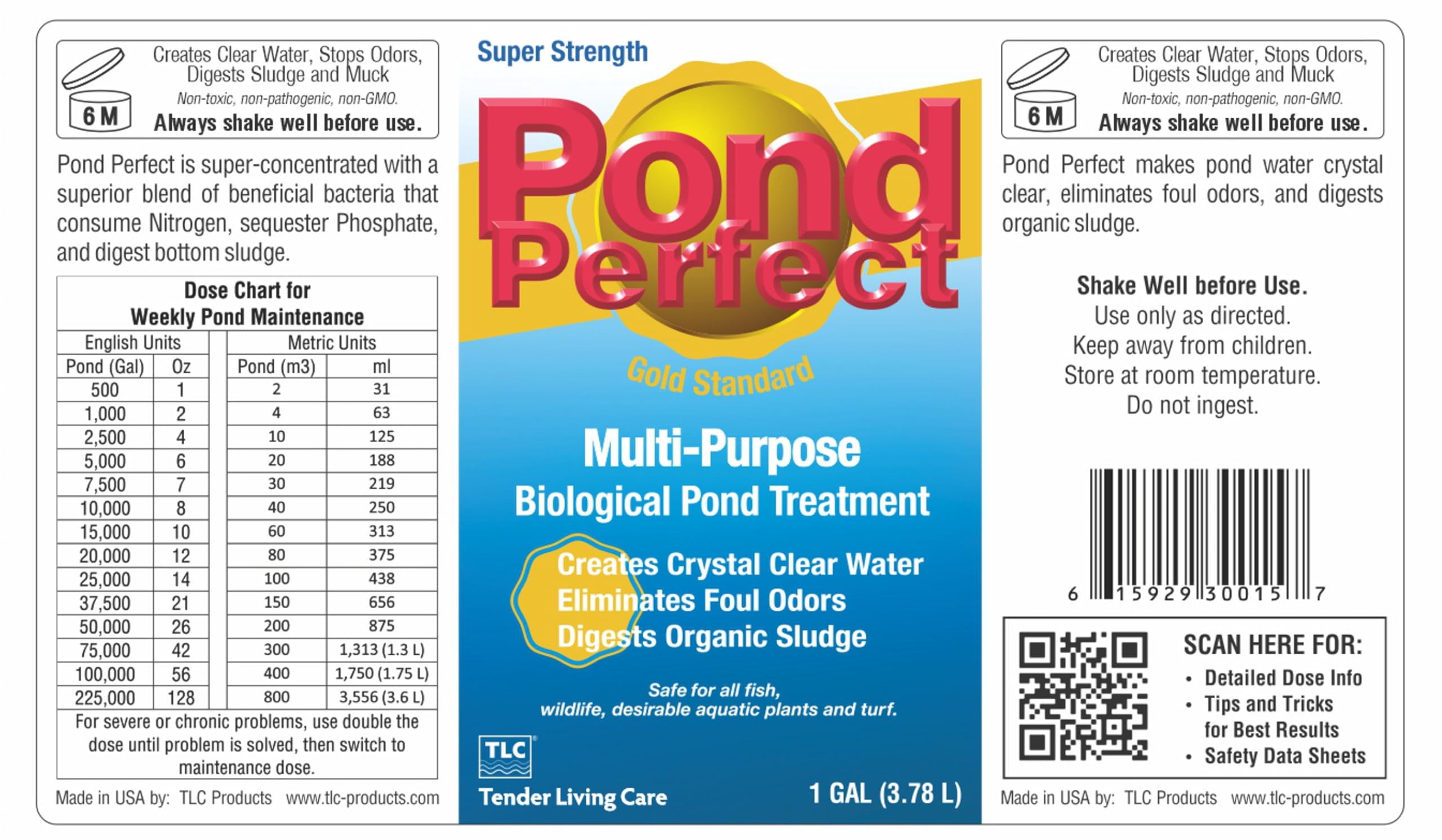 TLC PondPerfect odor control helps maintain a fresh pond scent.