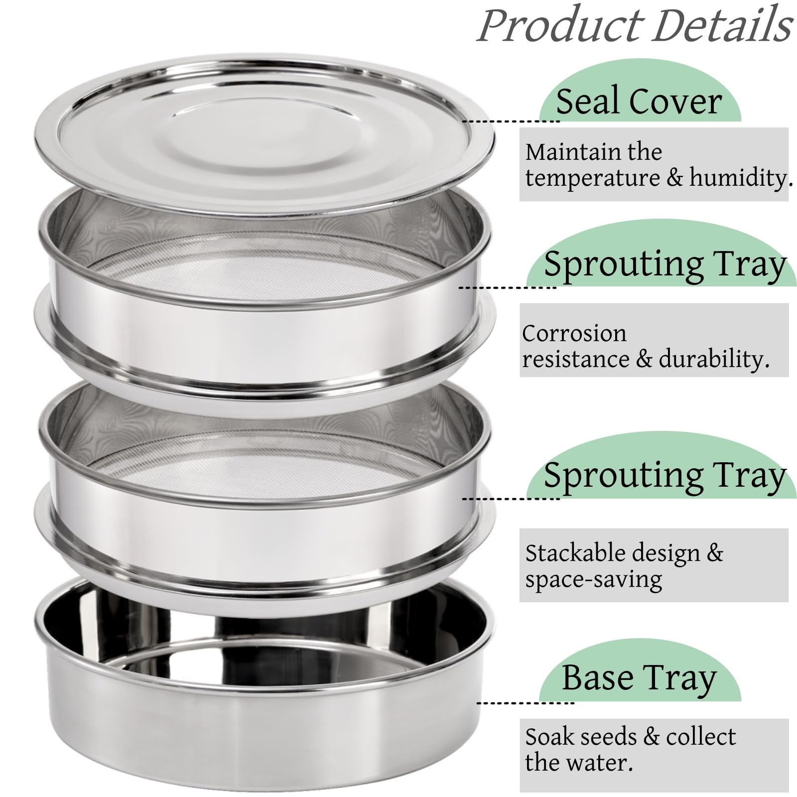 Tlence mesh tray 2 promotes airflow for crisp sprouts