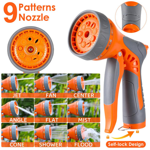 TLGREEN 9-function nozzle provides versatile spray patterns for lawns.