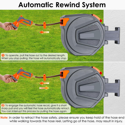 TLGREEN auto rewind system gently retracts the hose after use.