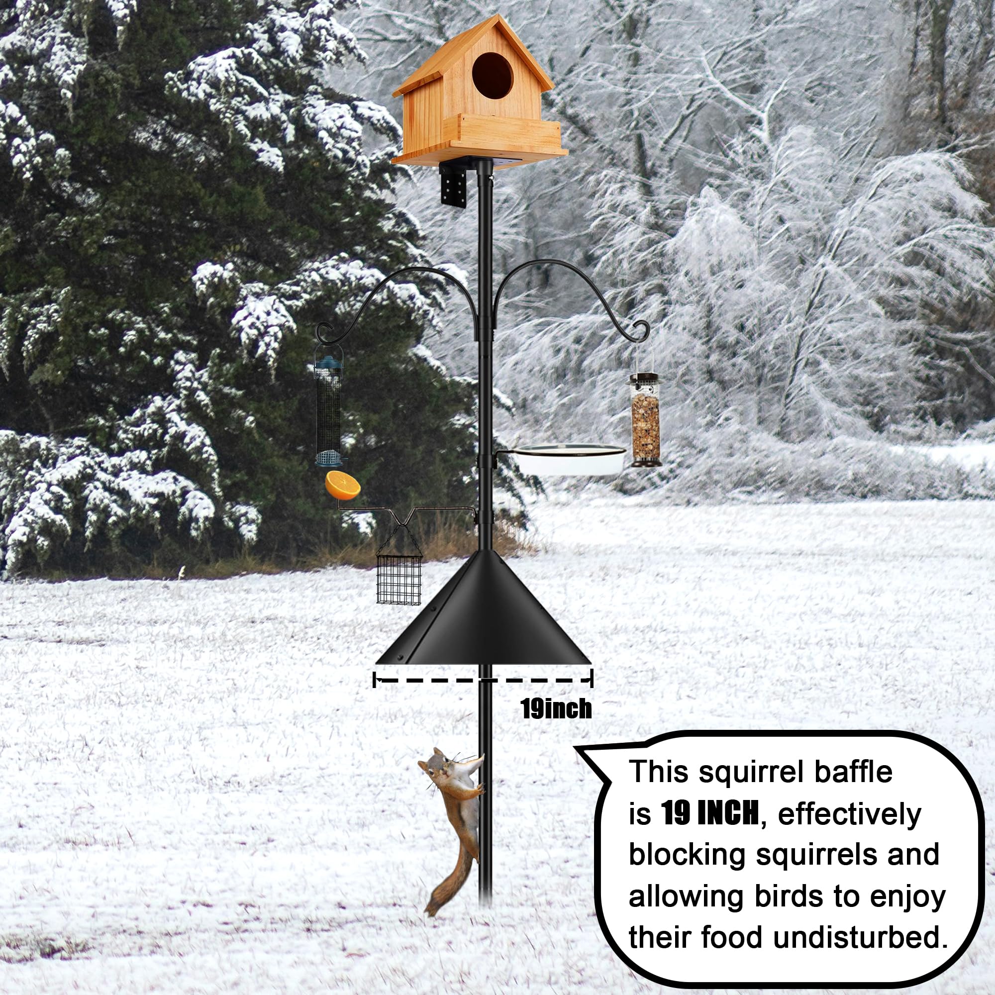 Tlsiod versatile outdoor stand supports hanging feeders and birdhouses.
