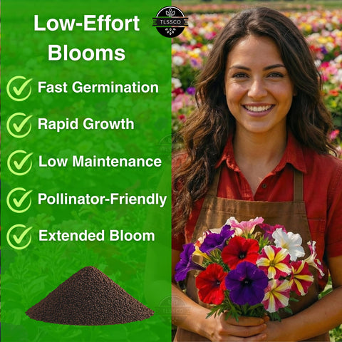 TLSSCO Petunia Seeds indoor and outdoor garden use for versatile planting.