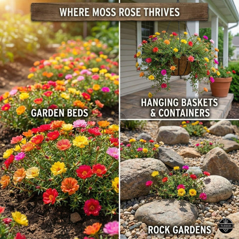 TLSSCO Portulaca grandiflora blooms displaying bright garden color