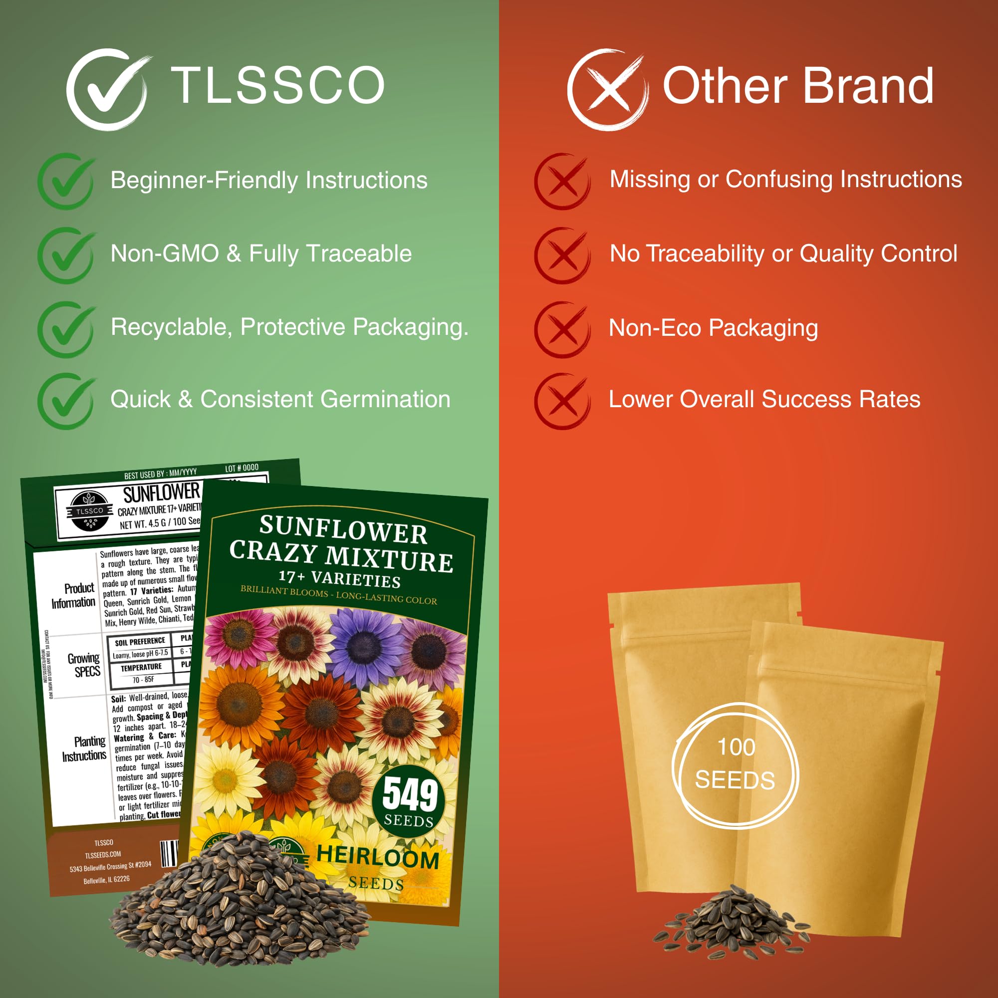 TLSSCO sunflower seeds attracting pollinators in a sunny yard.