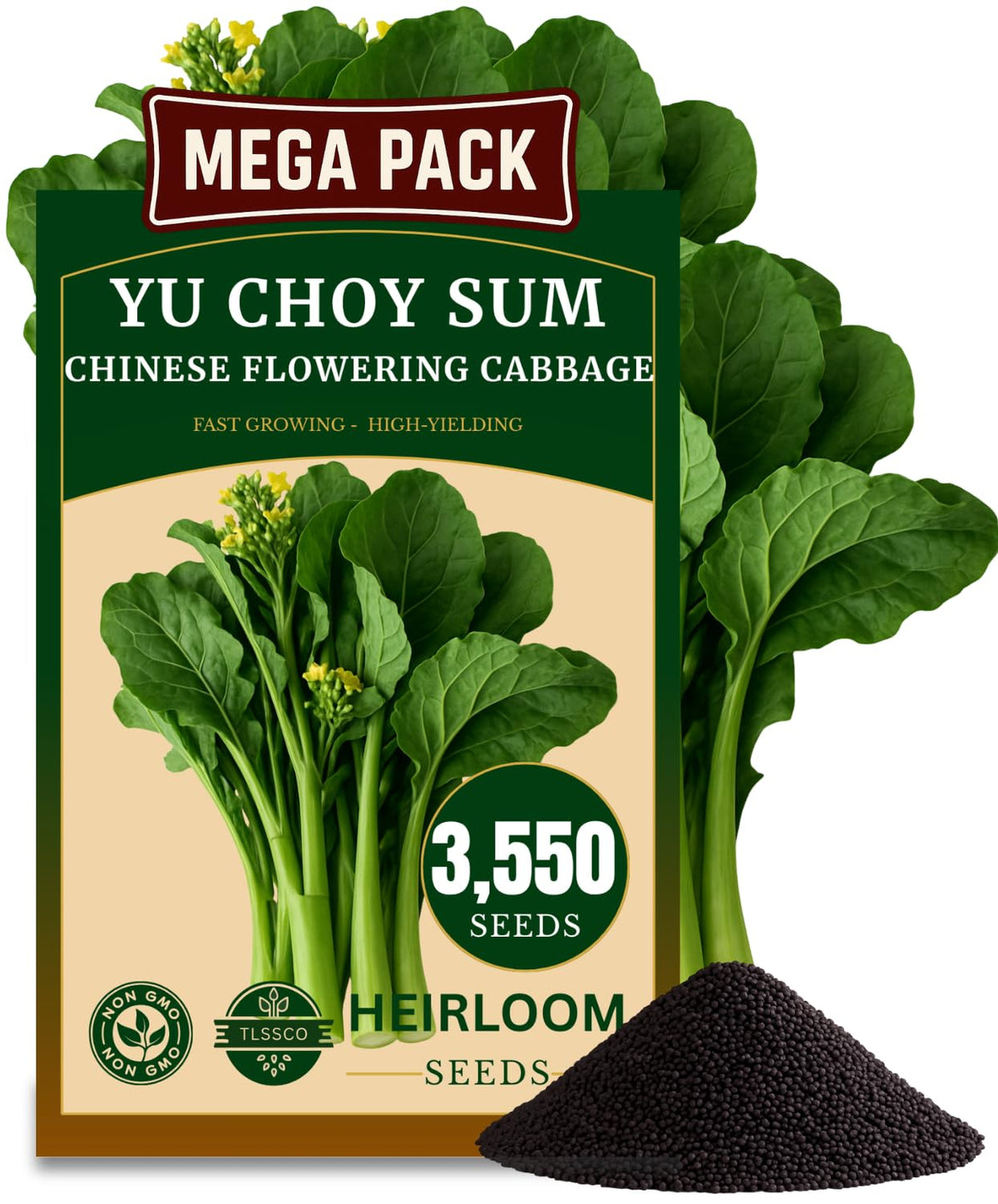 TLSSCO Yu Choy Sum seeds pack, ideal for reliable spring planting and fresh greens.